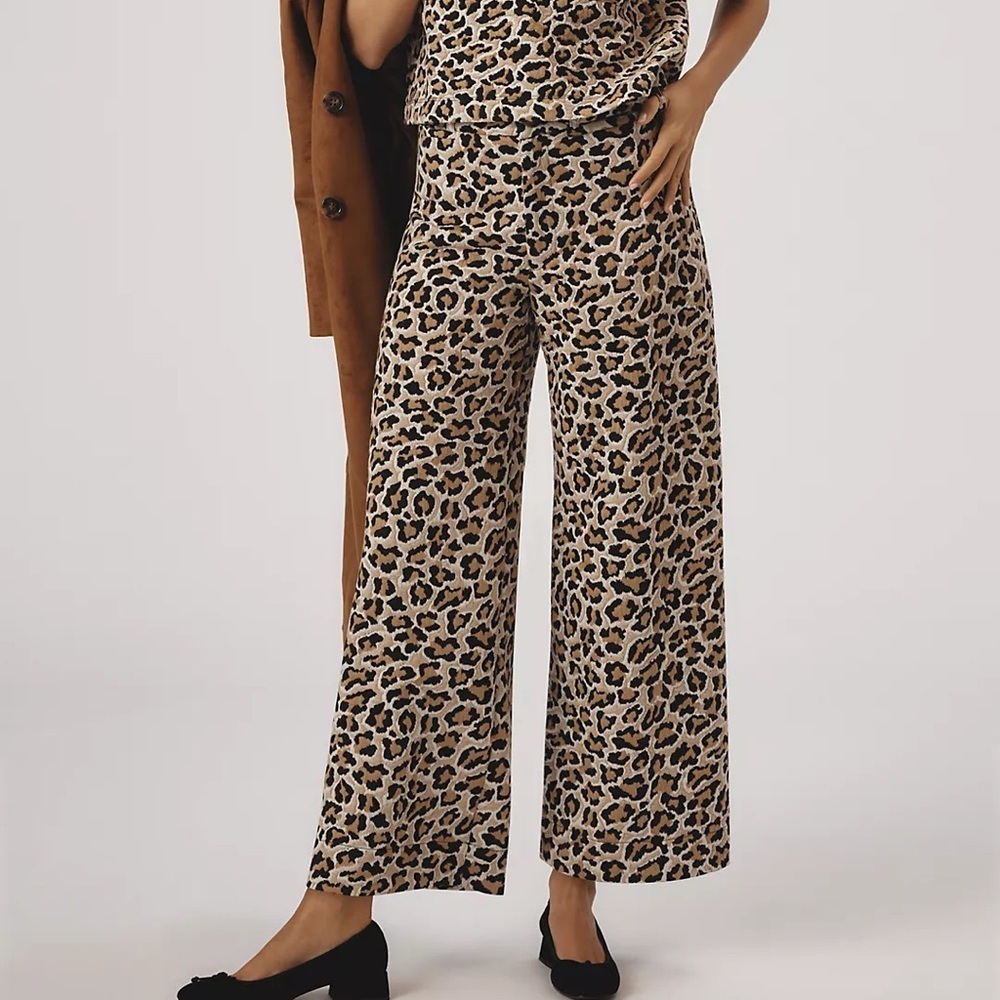 Anthropologie Maeve Leopard Wide Leg Pants Size 25 High Rise
